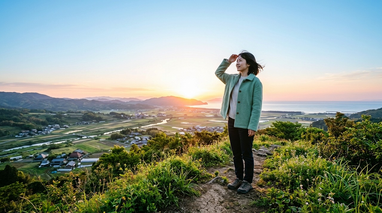 明るい地平線を見つめる希望