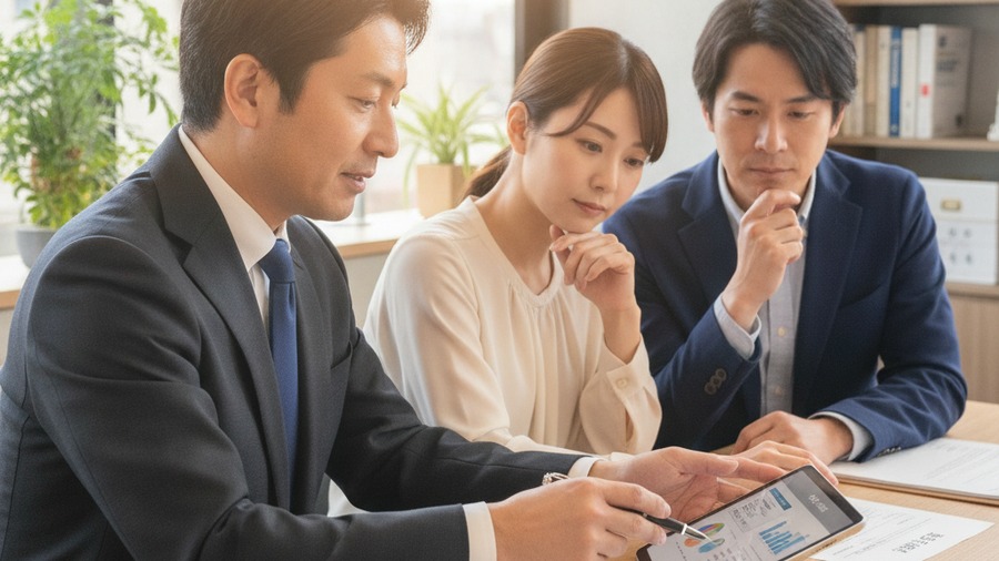 FPが夫婦にローンについて説明する相談シーン