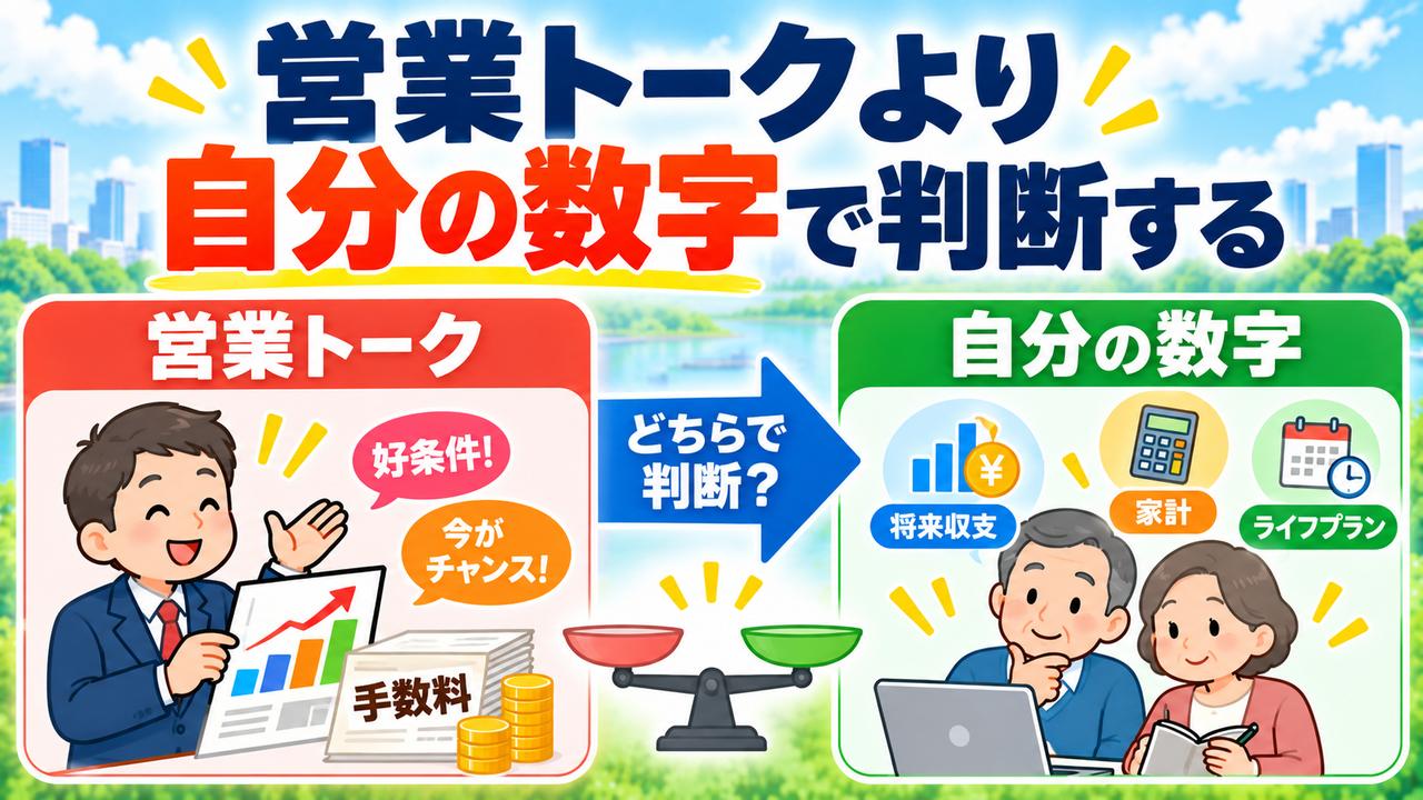 好条件や今がチャンスという営業トークより、自分の家計と将来収支を基に判断する図