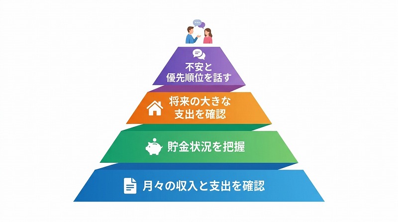 家計管理で確認する順番を示した図解
