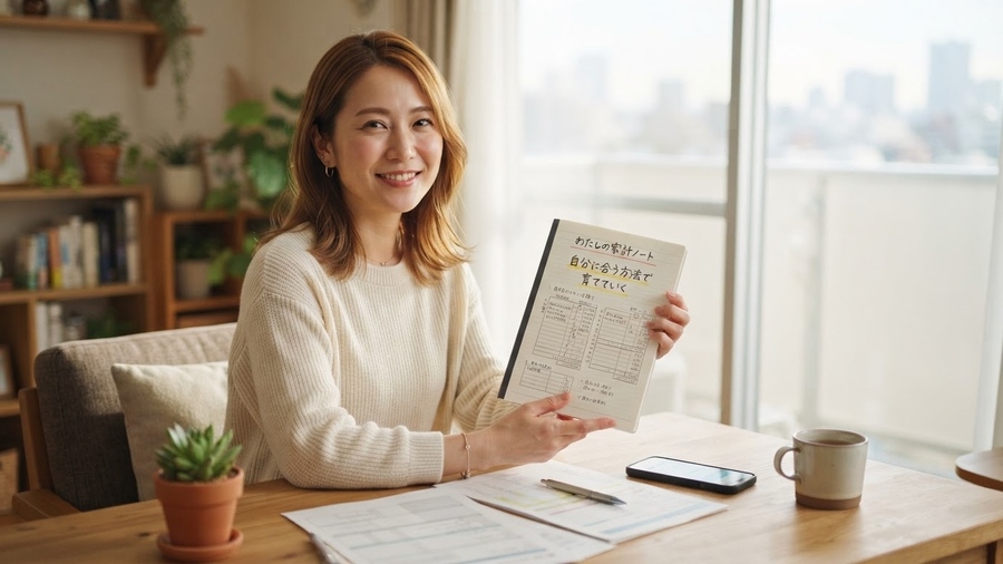 自分に合う家計簿を選びながら育てるイメージ
