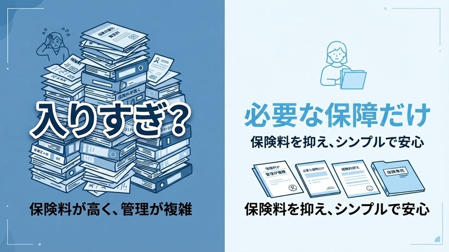 保険証券や家計資料を見ながら必要な保障を確認するイメージ