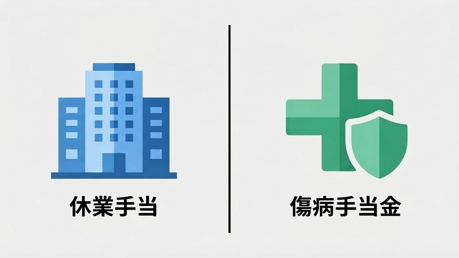 休業手当と傷病手当金は別の制度であることを示す図解