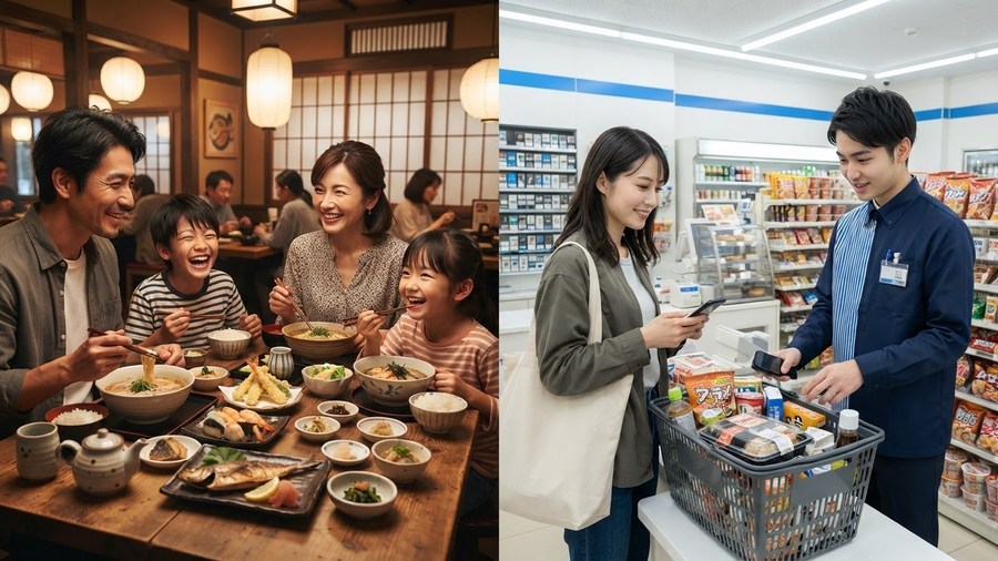 外食とコンビニを分けて考える比較イメージ