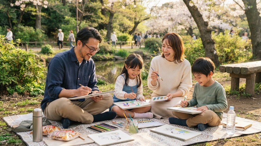家族との団らんや経験にお金を使う価値を表すイメージ