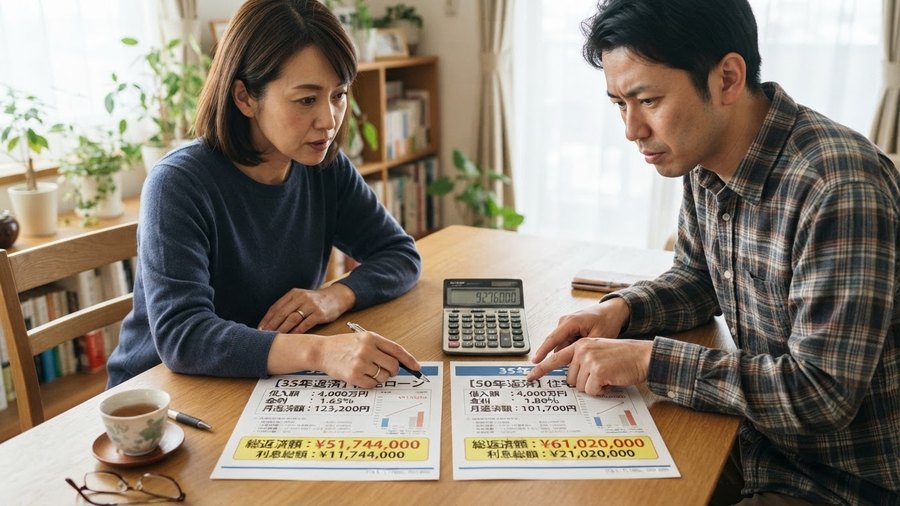 フラット50など超長期ローンの資料を確認するイメージ