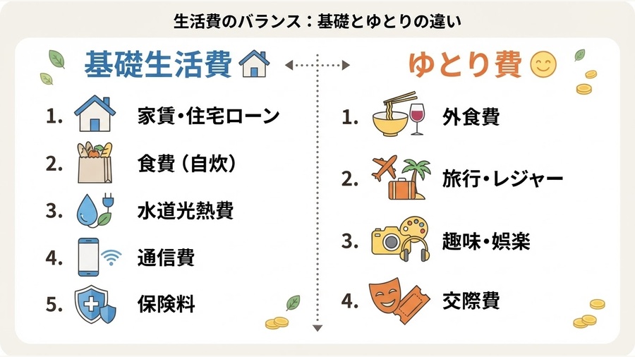基礎生活費とゆとり費を分けて考える図