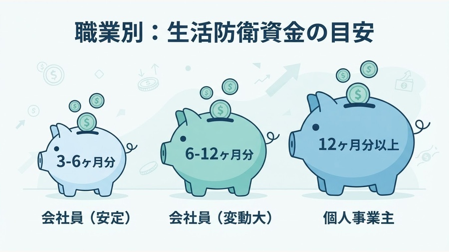 働き方別の生活防衛資金の目安