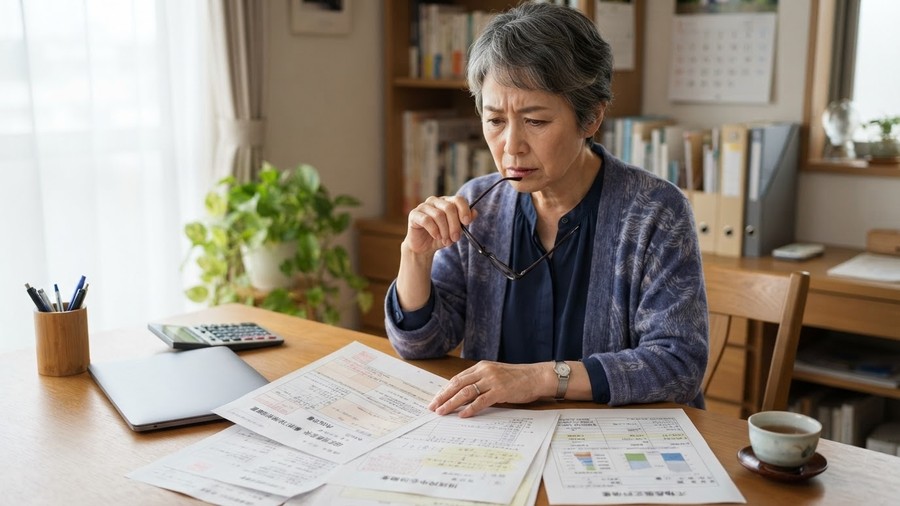 不動産の書類を確認する女性