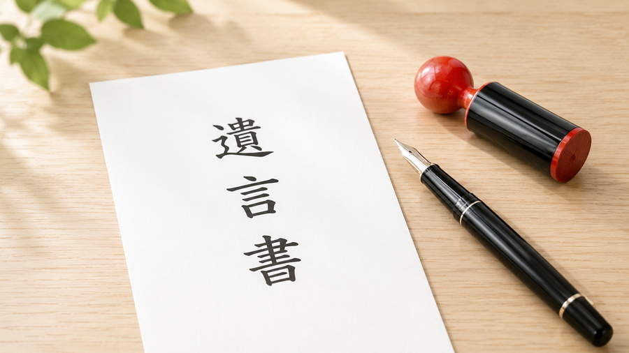 遺言書、印章、万年筆