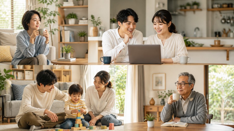 さまざまな家族のかたちを表すイメージ