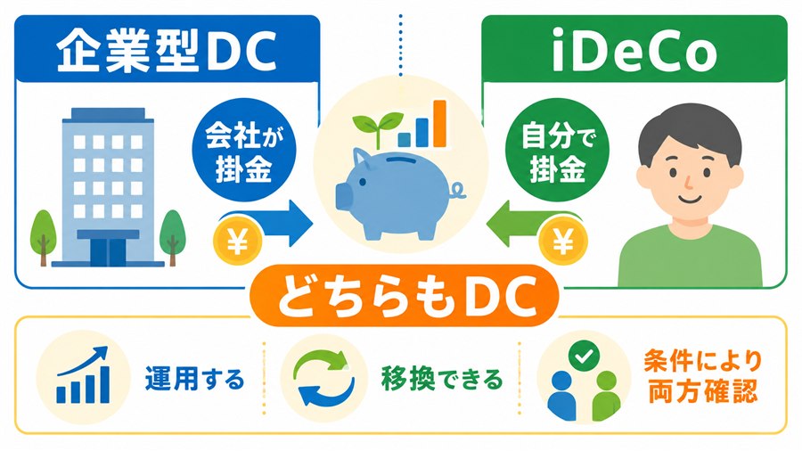 企業型DCとiDeCoはいずれも確定拠出年金であることを示す図