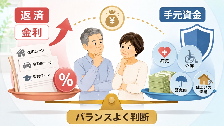 借入金の返済と老後の手元資金を比較して判断する図