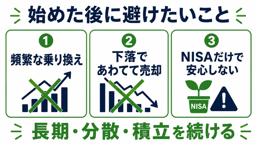 NISA開始後に頻繁な乗り換えや狼狽売りを避ける図