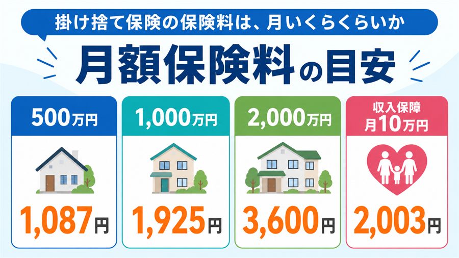 定期保険と収入保障保険の月額保険料例を示す図