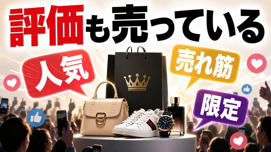 人気や限定など周りからの評価も商品とともに売られていることを示す図