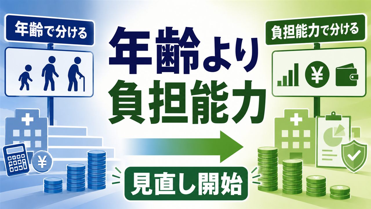 年齢で分ける制度から負担能力で分ける制度への見直しを示す図