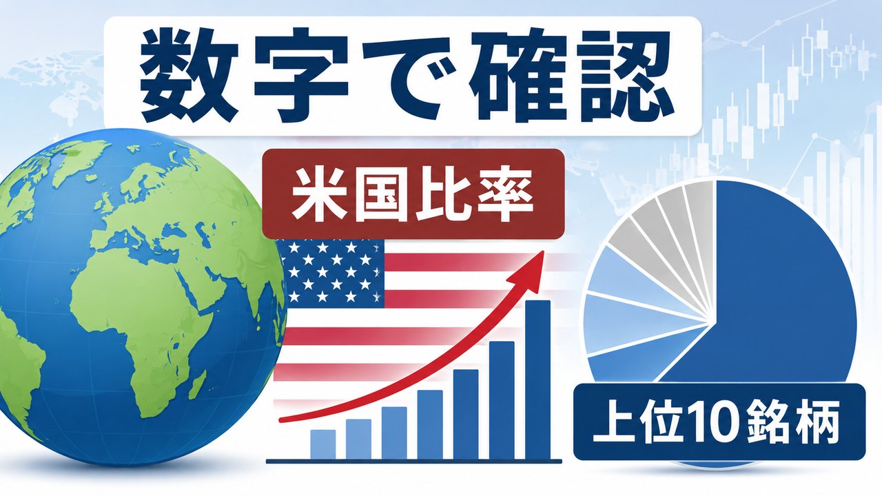 米国比率や上位銘柄への集中を、イメージではなく数値で確認する