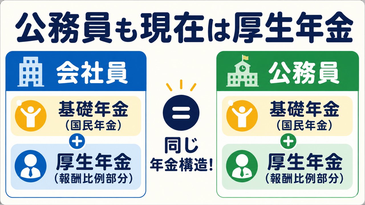 会社員と公務員はいずれも、基礎年金と厚生年金が基本となる