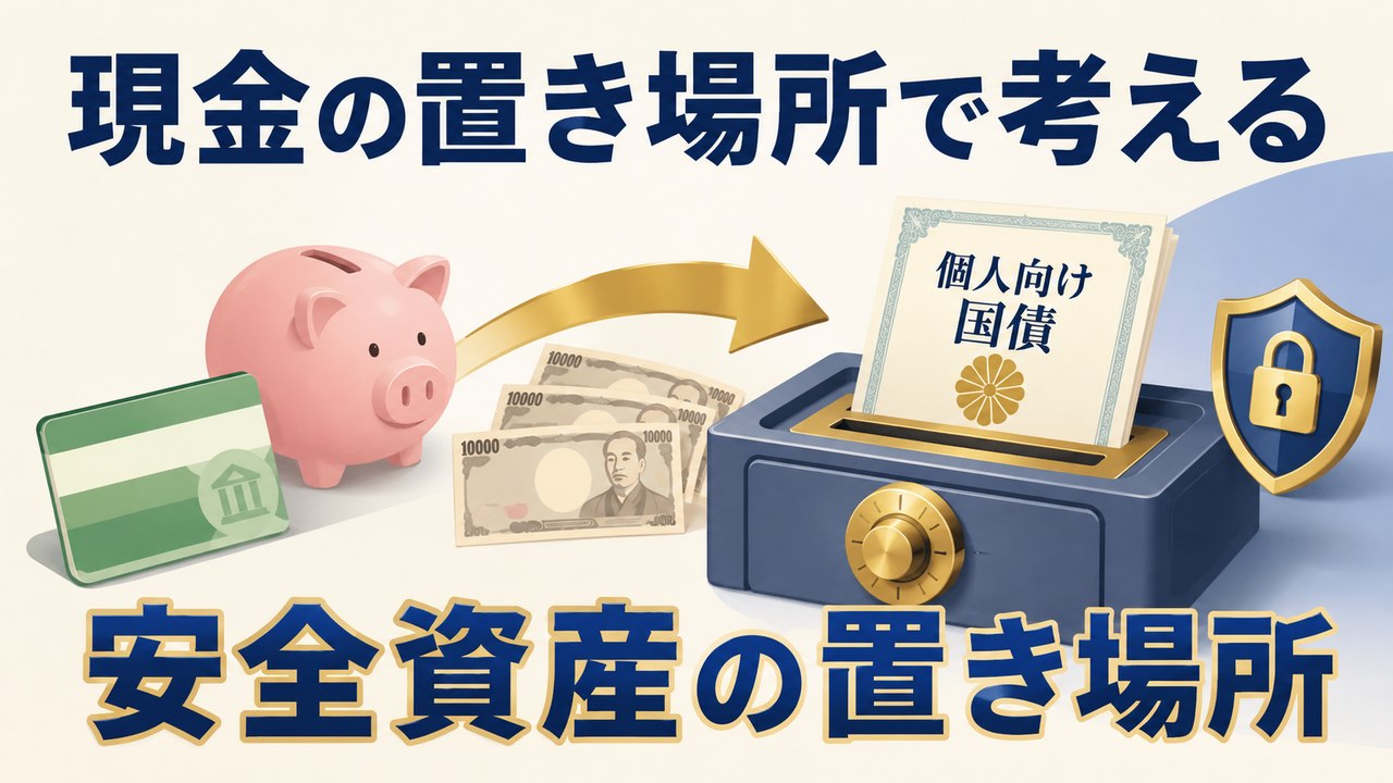 預金の一部を個人向け国債へ移す安全資産の置き場所の図