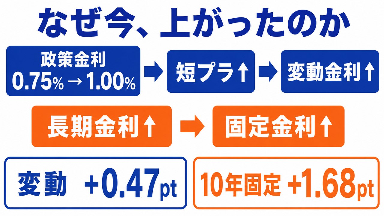 変動型と固定型の金利が上がる経路を示す図