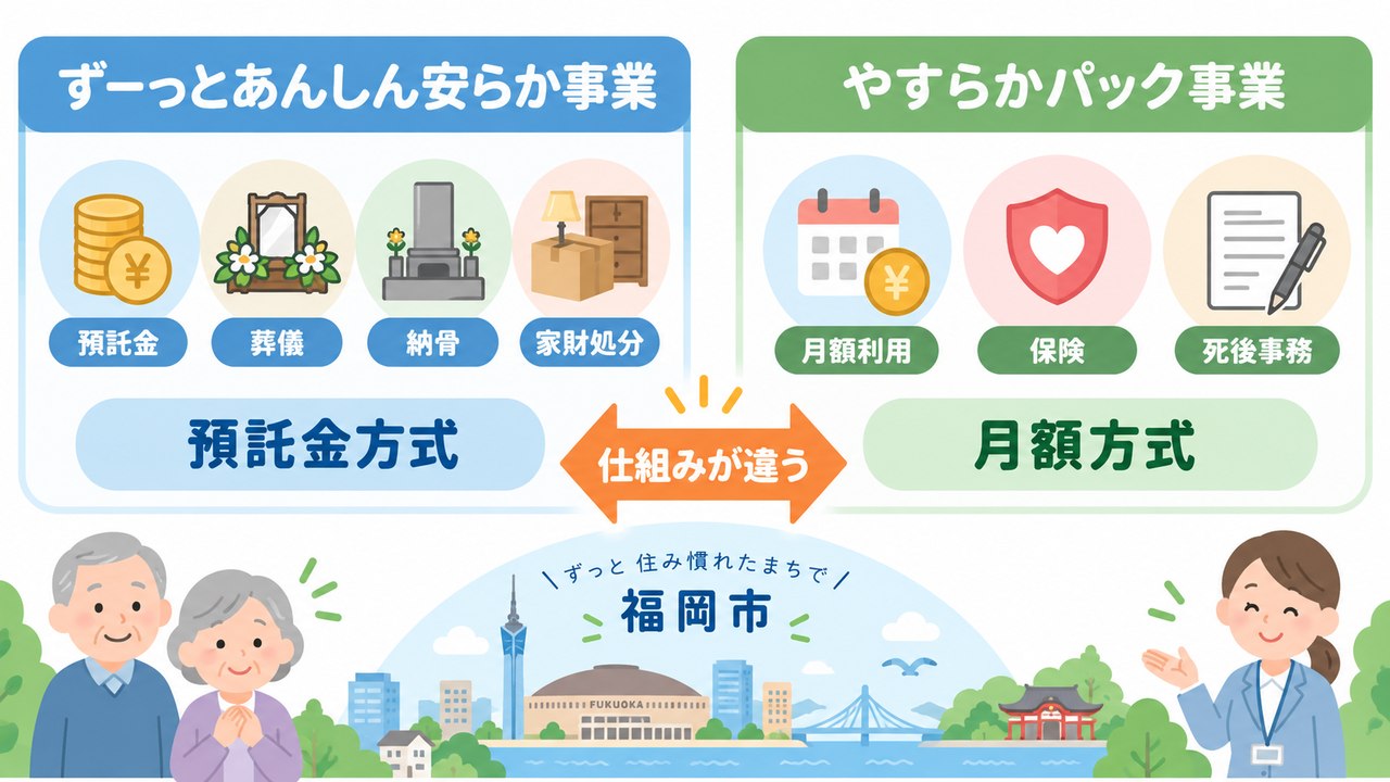 福岡市社会福祉協議会の預託金方式と保険を使った月額方式の違い