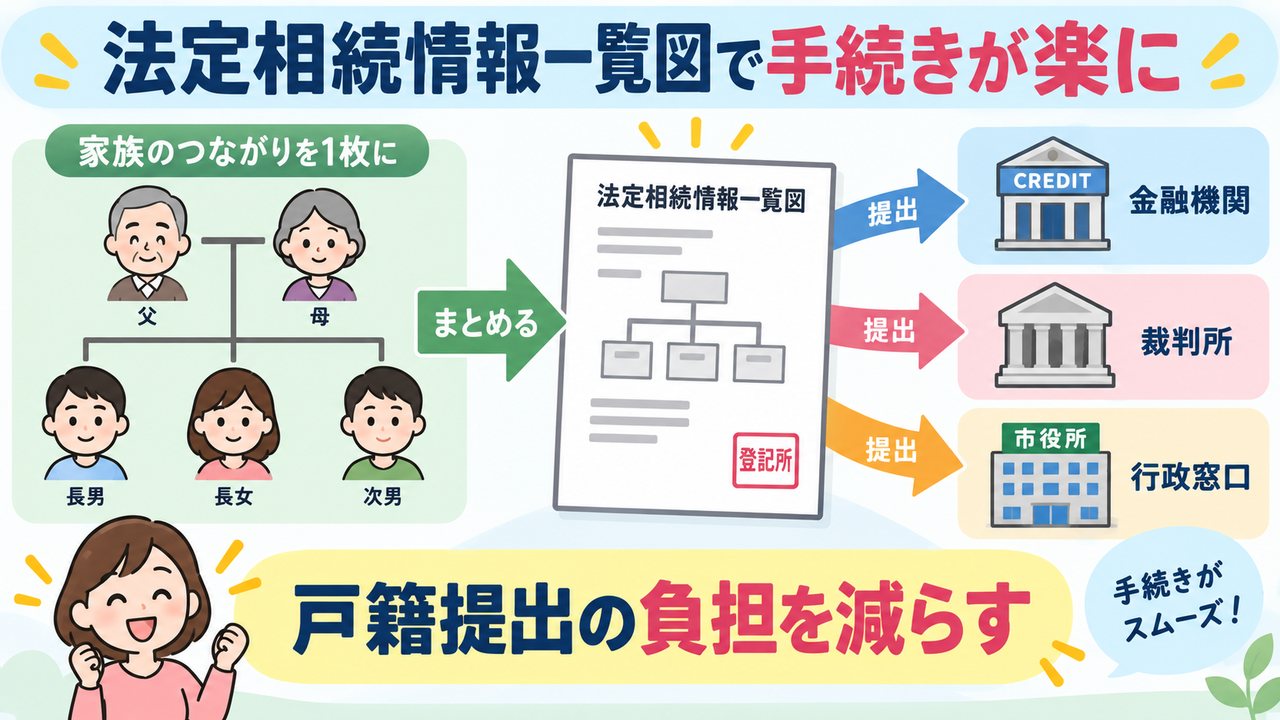 法定相続情報一覧図を金融機関や裁判所などへ提出する流れ