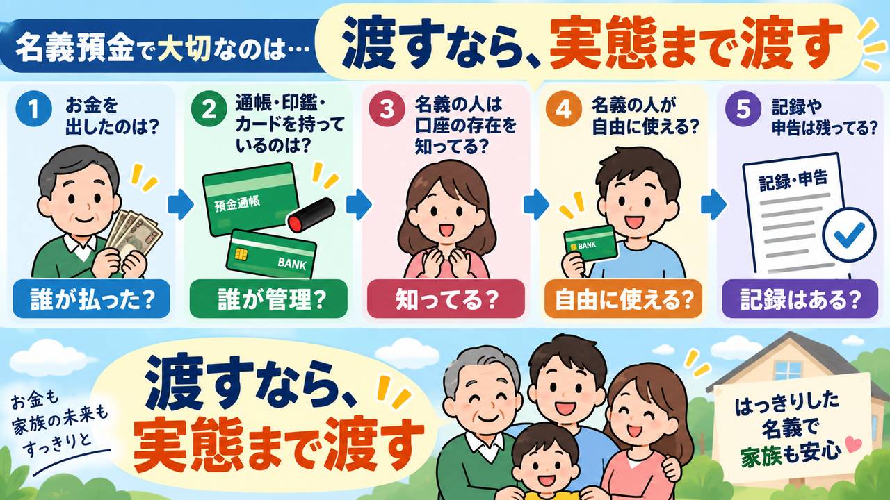 資金の出所、管理、認知、自由な利用、記録を確認して実態まで渡す流れ