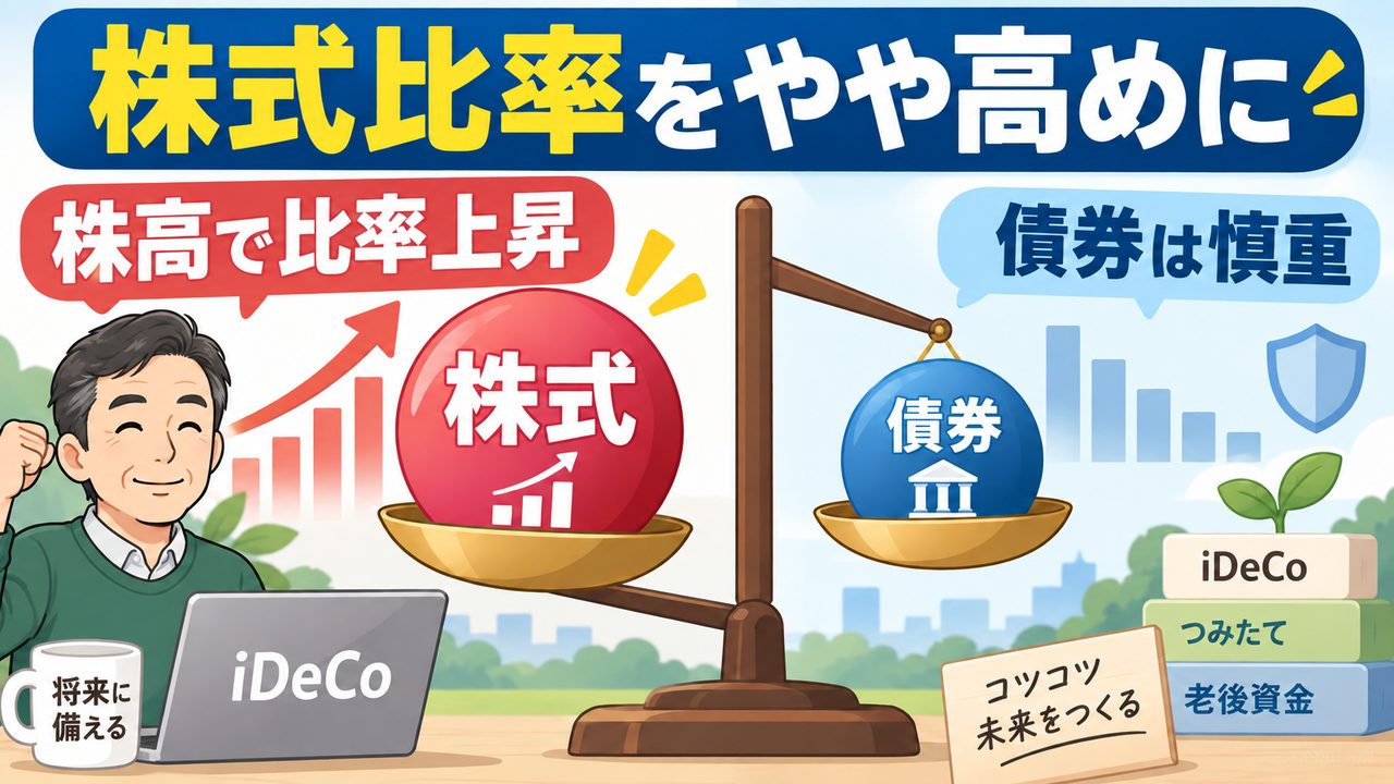 株高でiDeCoの株式比率が高まり、債券の買い増しを慎重に考える様子
