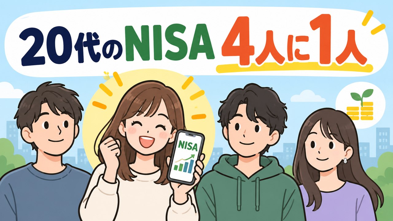 20代の約4人に1人がNISA口座を持つことを示す図