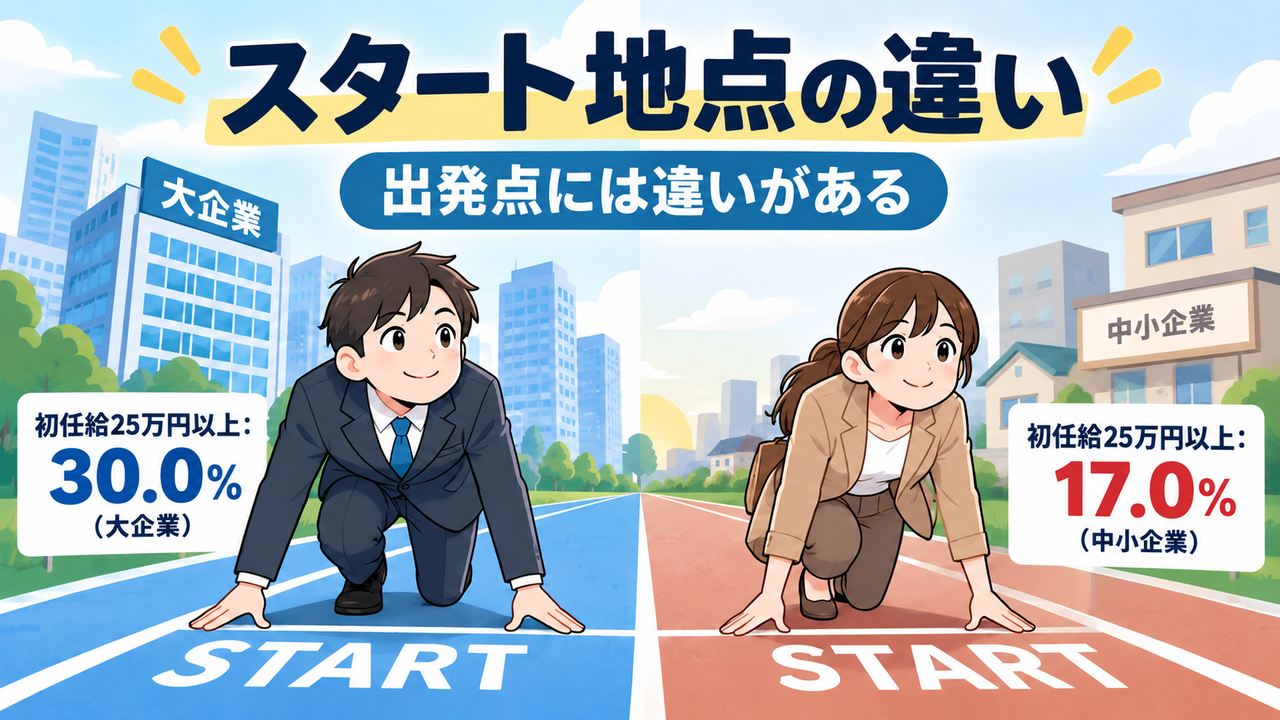 雇用や家計によって資産形成のスタート地点が異なることを示す図