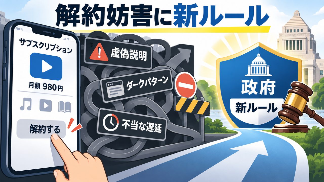 サブスクの解約妨害に対する新ルールを示す図