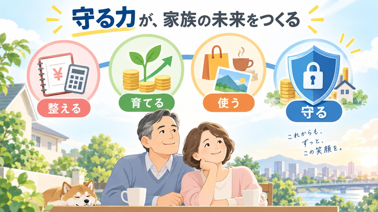 家計を整え資産を育て使い守ることで家族の未来につなげる様子