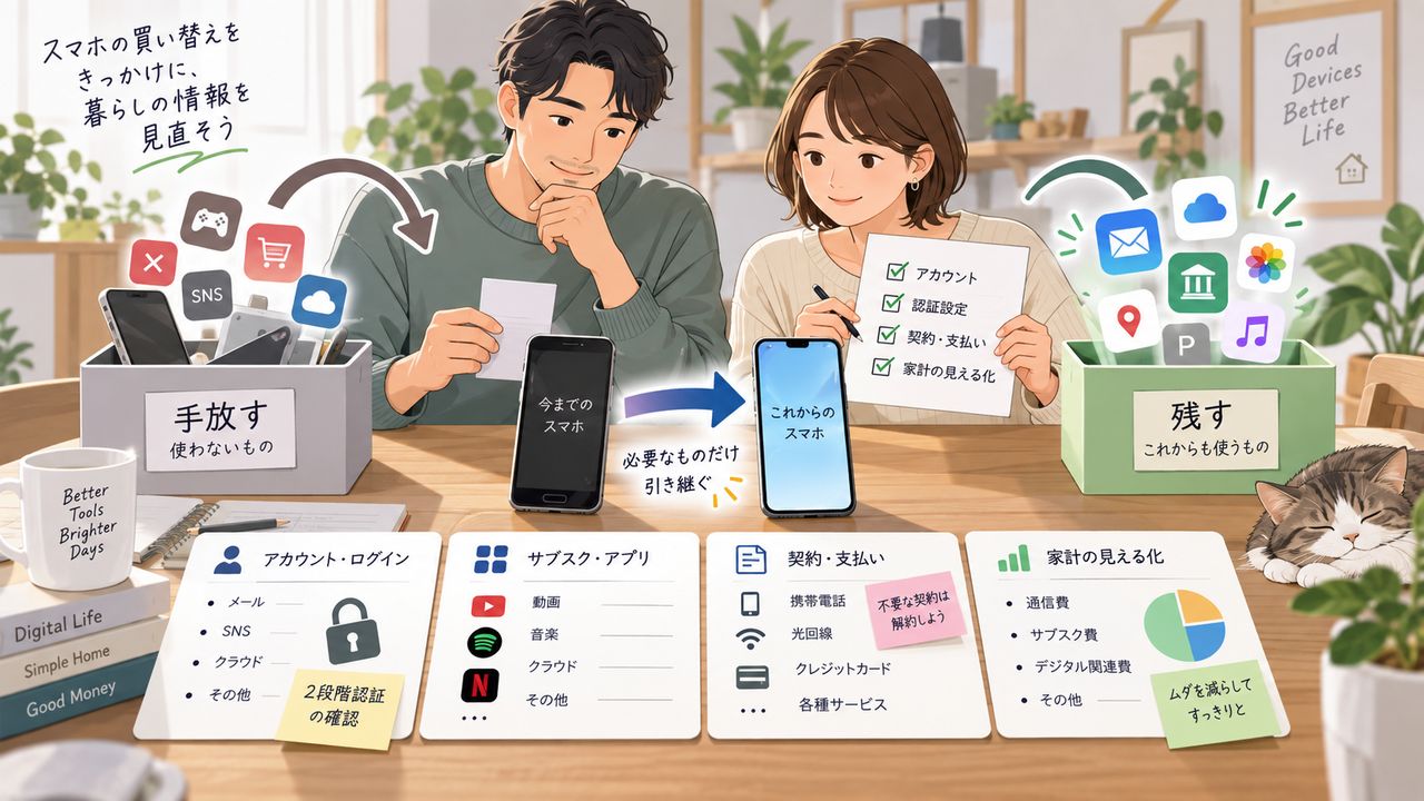 機種変更をきっかけにアカウントや契約や家計を棚卸しする夫婦