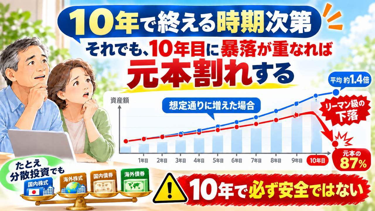国内外の株式と債券へ分散しても10年目の暴落で元本割れした過去事例